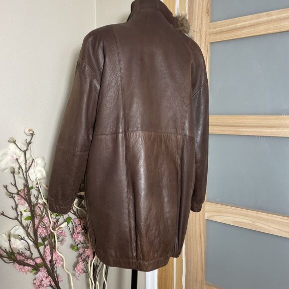 100% lambskin leather jacket women With Hood Vintage Super Soft Small - Picture 2 of 16
